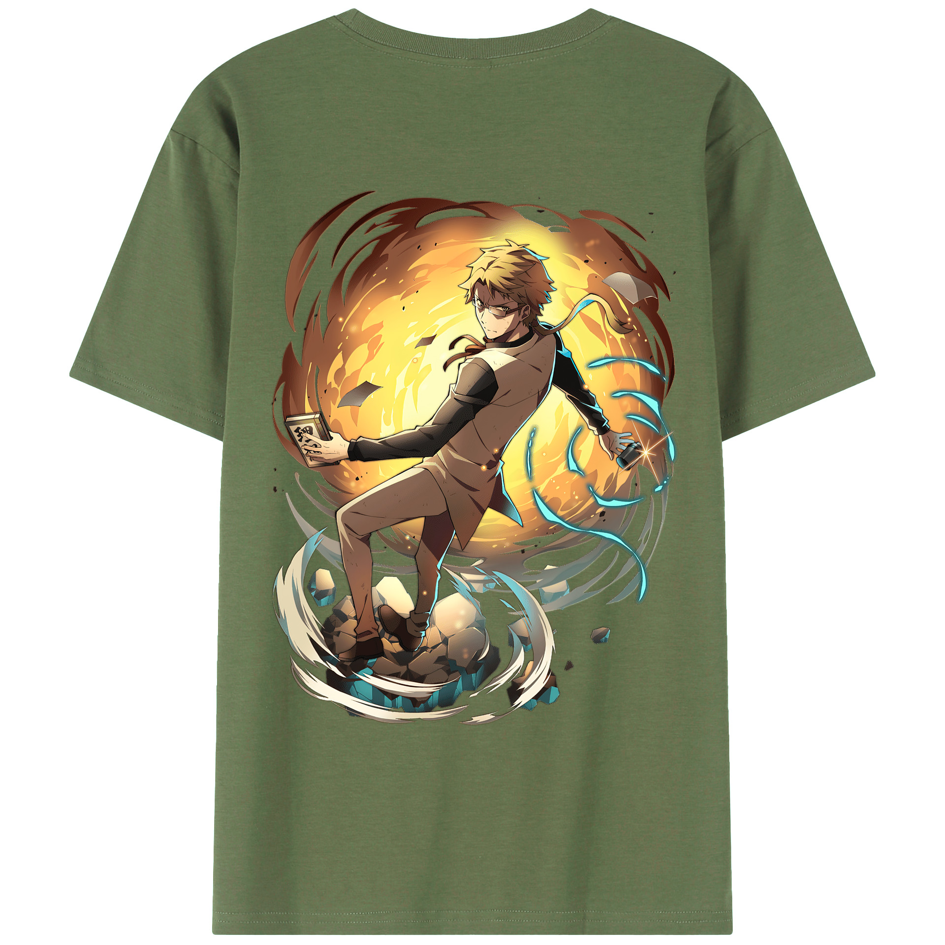 （画像用） 文豪ストレイドッグス Bungo Stray Dogs 綿100％ メンズ半袖Tシャツ（バックプリント） 通気性